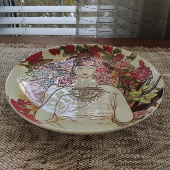 Benaya by Innovation VTG Plate U.K. Hand Painted Art Nouveau Floral Woman 10.5" - Picture 11 of 13